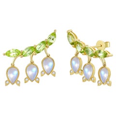 Boucles d'oreilles Nina Zhou Lily of the Valley 3.26ctw Moonstone Peridot Diamond