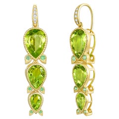 Nina Zhou Lily of the Valley 7.40ctw Peridot Tsavorite Diamond Drop Earrings