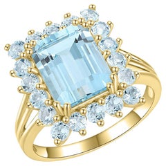 Nina Zhou Margaret 4.50 ctw Natural Aquamarine Cocktail Ring in 14K Gold