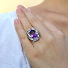 Nina Zhou Margaret Anillo de Cóctel Amatista Aguamarina Zafiro Rosa 11,20 ctw