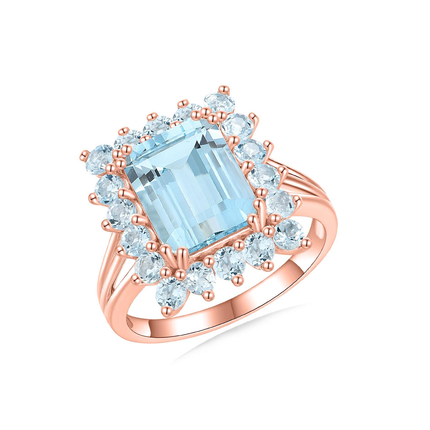 Nina Zhou Margaret 4.50 ctw Aquamarine Cocktail Ring in 14K Solid Gold For Sale 4