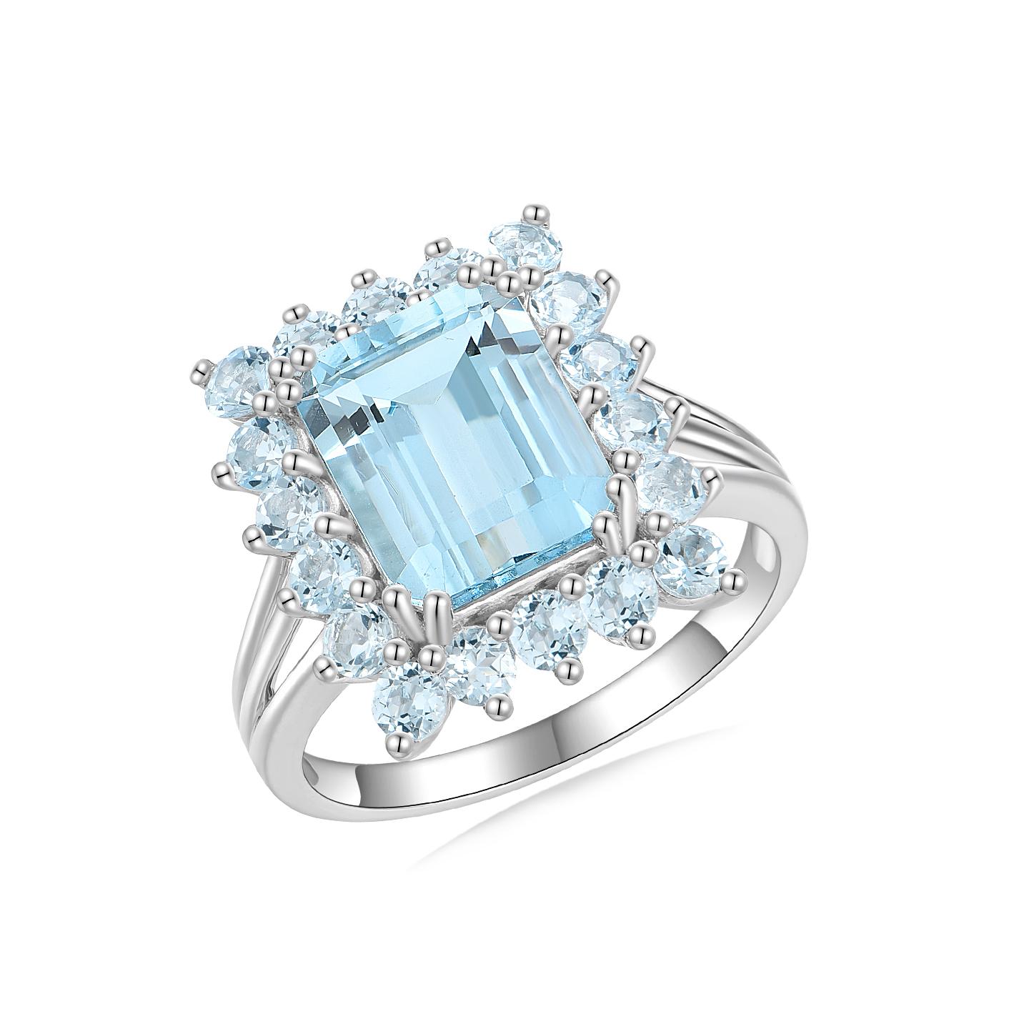 Nina Zhou Margaret 4.50 ctw Aquamarine Cocktail Ring in 14K Solid Gold For Sale 3