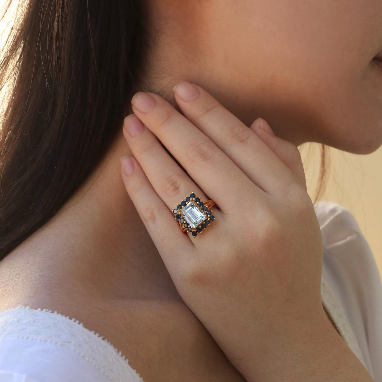 For Sale:  Nina Zhou Margaret Aquamarine Sapphire Cocktail Ring 7