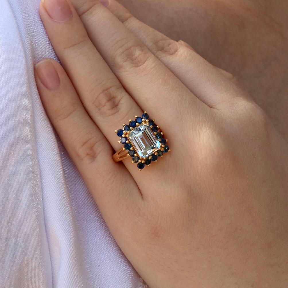 For Sale:  Nina Zhou Margaret Aquamarine Sapphire Cocktail Ring 2