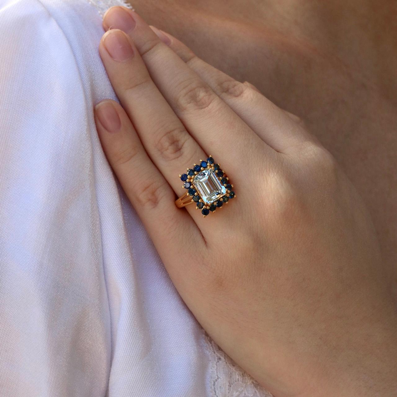 For Sale:  Nina Zhou Margaret Aquamarine Sapphire Cocktail Ring 6
