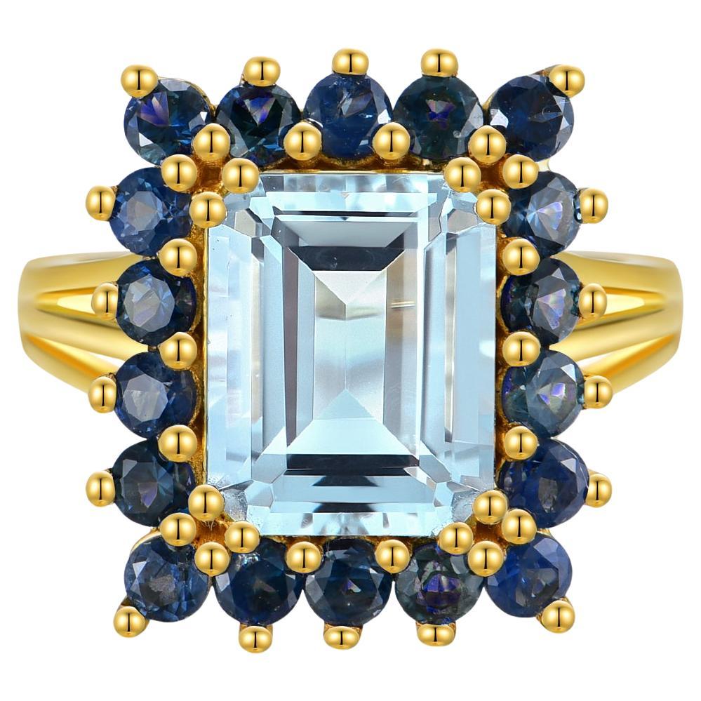 Nina Zhou Margaret Aquamarine Sapphire Cocktail Ring