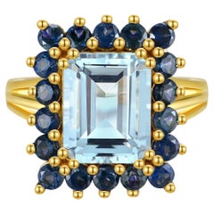 Nina Zhou Margaret Aquamarine Sapphire Cocktail Ring