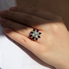 Nina Zhou Margaret 5,36 ctw Aquamarin Saphir Diamant Cocktail Ring
