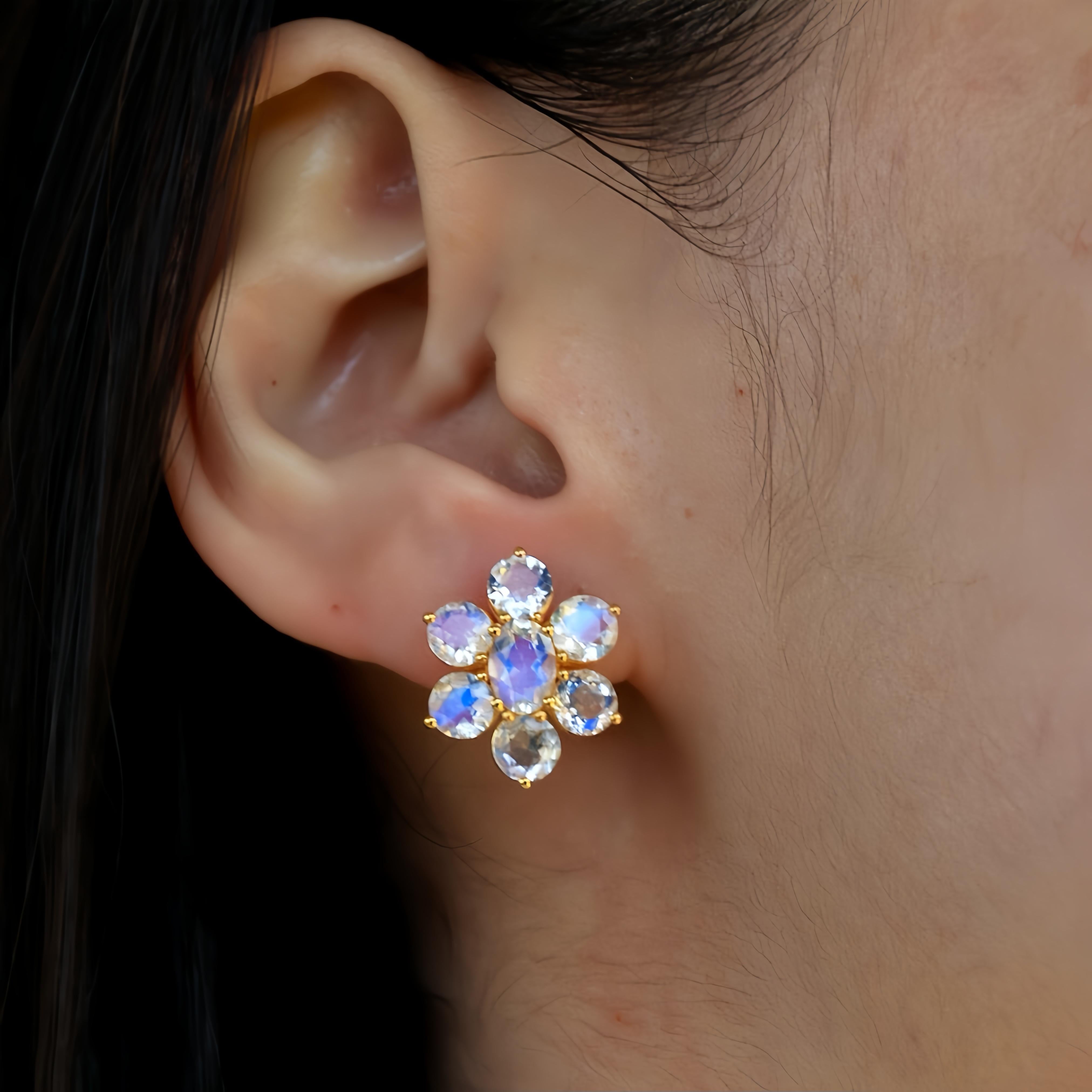 Modern Nina Zhou Moonstone Cluster Earrings For Sale