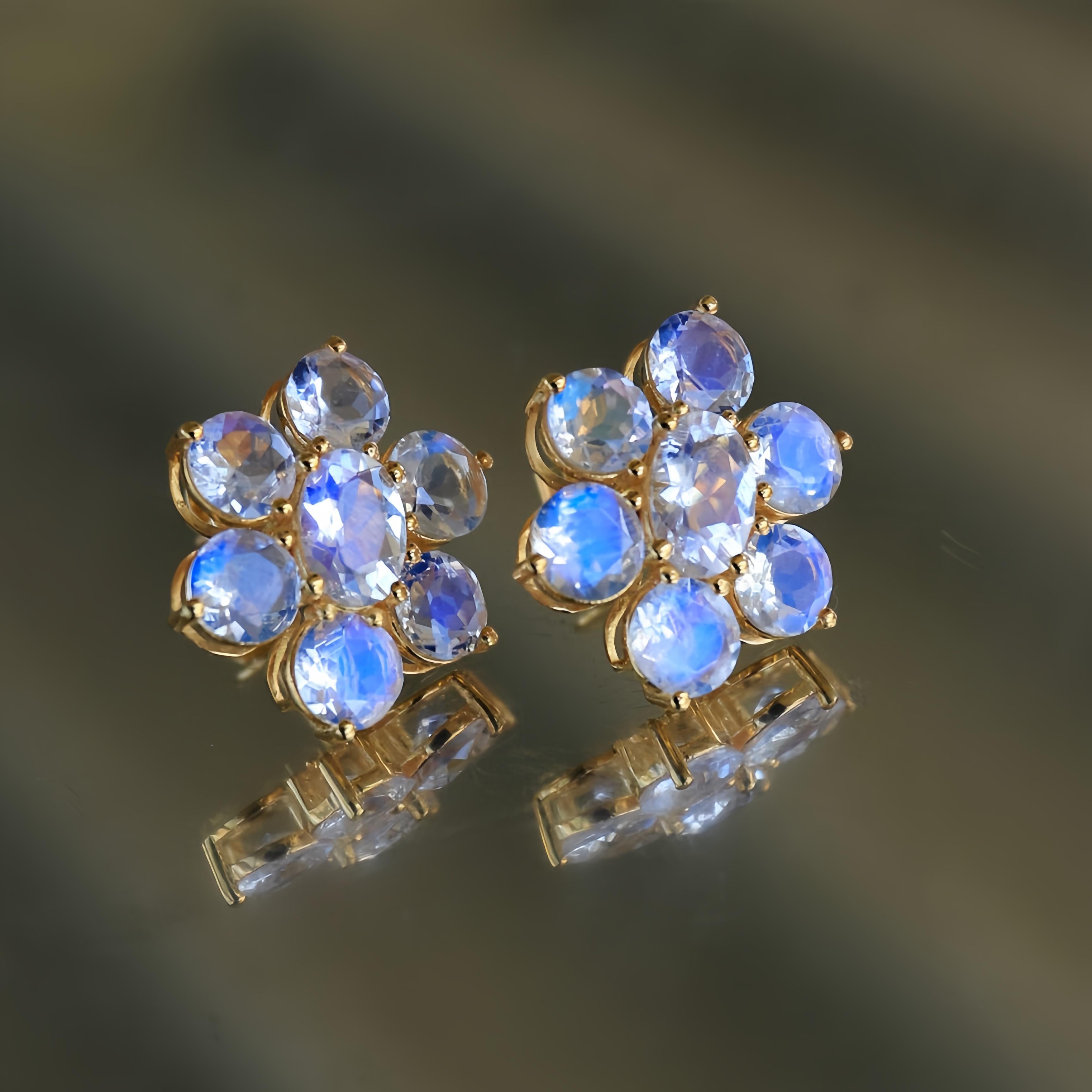 Nina Zhou Moonstone Cluster Earrings For Sale 1