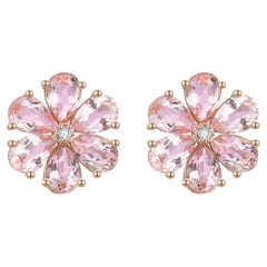 Nina Zhou Morganite Diamond Forget-me-Not Flower Earrings