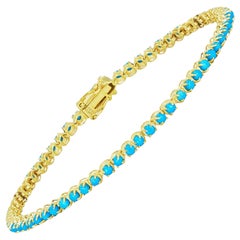 Nina Zhou Natural Sleeping Beauty 2.50ctw Turquoise Tennis Bracelet