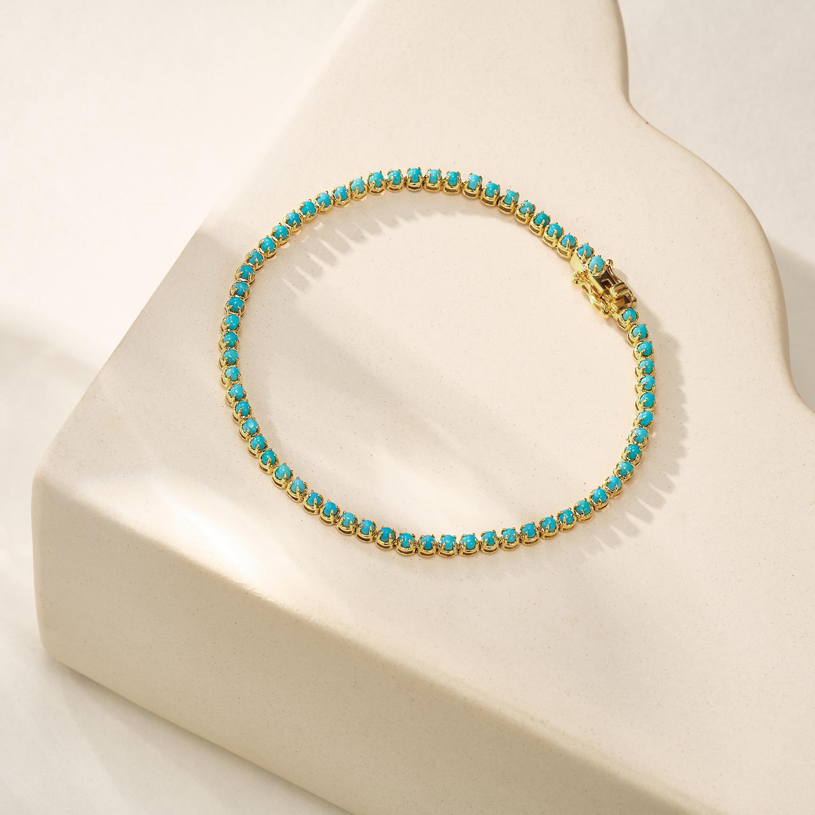 Women's Nina Zhou 2.50ctw Natural Turquoise Tennis Bracelet For Sale