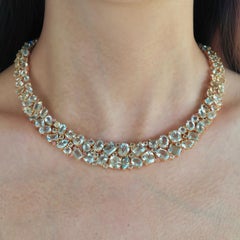 Nina Zhou Ocean Life 90ctw Aquamarine, Topaz & Pink Sapphire Collar Necklace