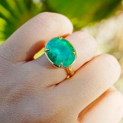 Nina Zhou One-of-a-Kind Certified 7.10ct Colombian Emerald Ring in 18k Gold US6