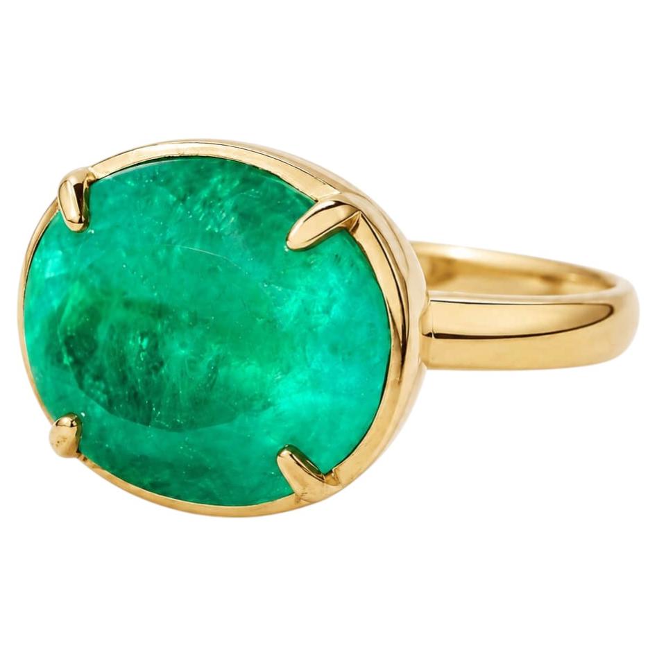Nina Zhou One-of-a-Kind Certified 7.10ct Colombian Emerald Ring in 18k Gold US6