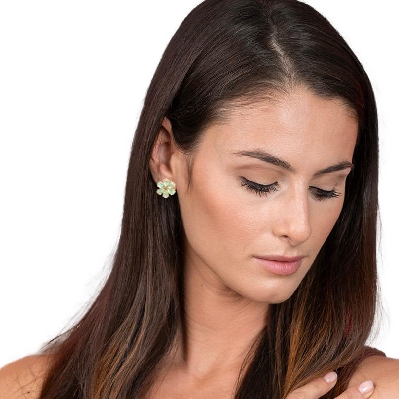 Nina Zhou Opal Diamond Forget-Me-Not Earrings In New Condition For Sale In Rowland Heights, CA