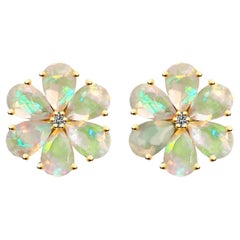 Nina Zhou Opal-Diamant-Ohrringe Forget-Me-Not