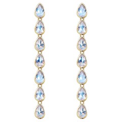 Nina Zhou Pear Blue Moonstone Gold Drop Earrings