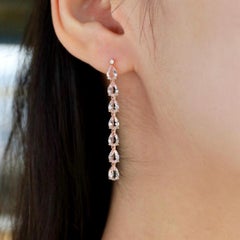 Nina Zhou 5.64ctw Pink Morganite Diamond Gold Drop Earrings in 14K Rose Gold