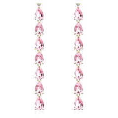 Nina Zhou Pink Morganite Diamond Gold Drop Earrings