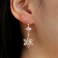 Nina Zhou, pendants d'oreilles fleuries en saphir rose, morganite et diamant
