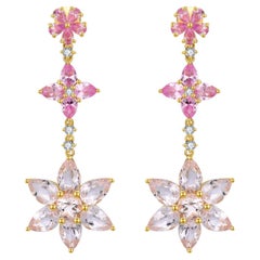 Nina Zhou Pink Sapphire Morganite Diamond Blossom Drop Earrings