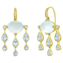 Nina Zhou Rainy Day - Orecchini a goccia con diamante e acquamarina da 7,00 carati