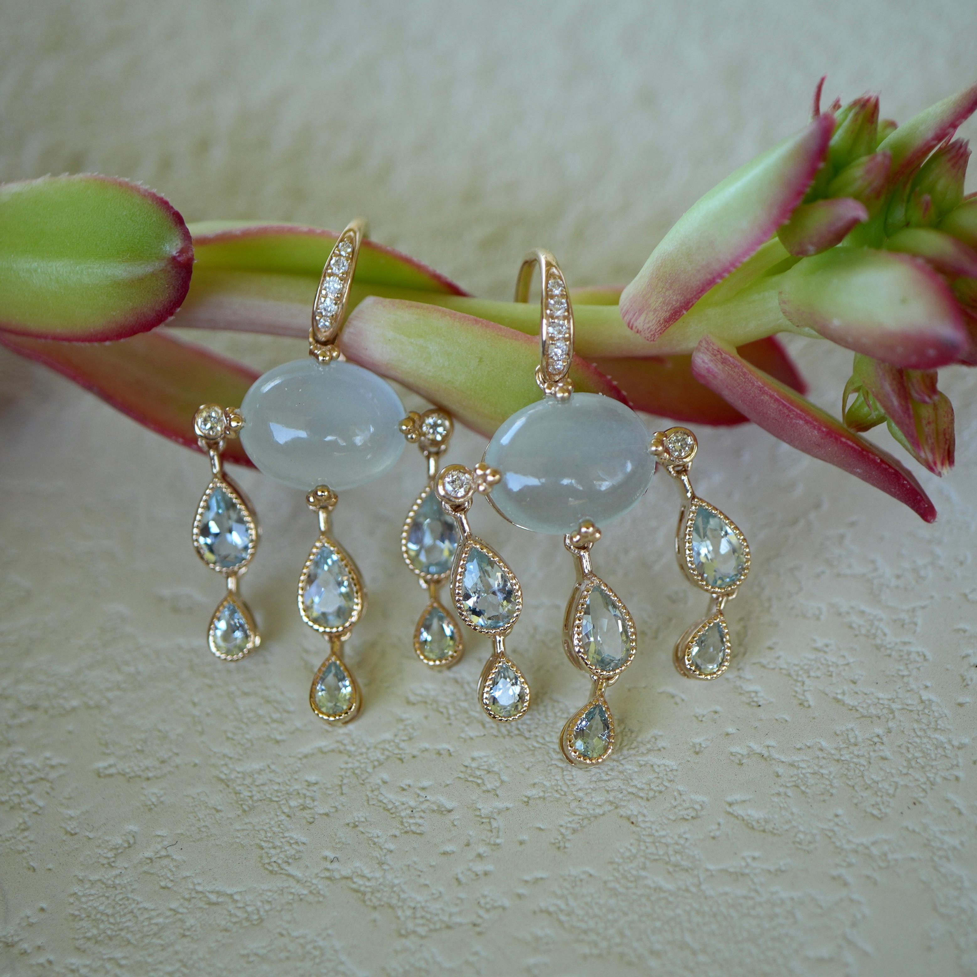 Nina Zhou Rainy Day 7.00ct Aquamarine Diamond Chandelier Drop Earrings In New Condition For Sale In Rowland Heights, CA