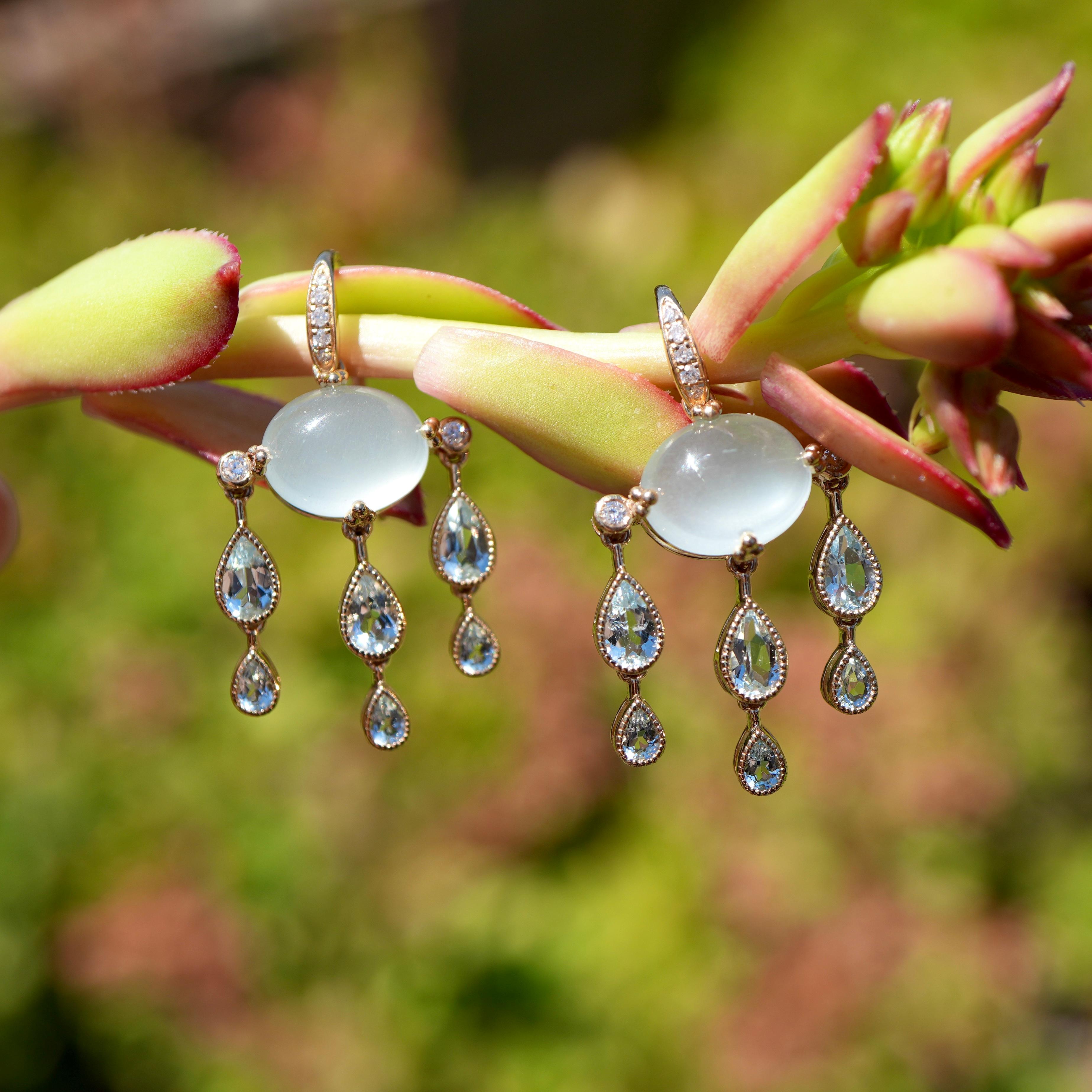 Women's Nina Zhou Rainy Day 7.00ct Aquamarine Diamond Chandelier Drop Earrings For Sale