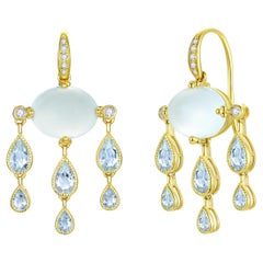 Nina Zhou aigue-marine de jour  Boucles d'oreilles pendantes avec chandelier en diamant