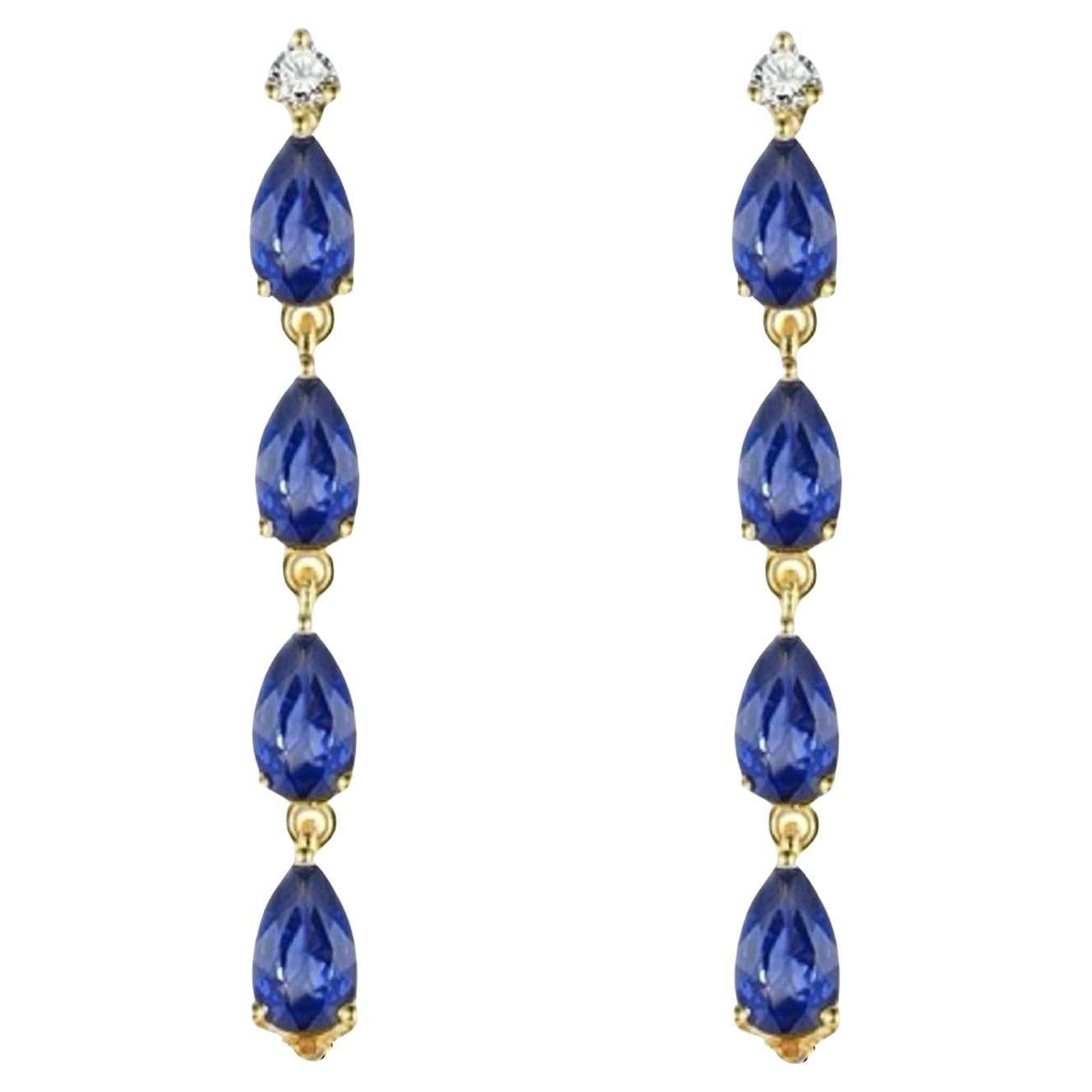 Nina Zhou Rhythm 2.45ctw Sapphire
Diamond Drop Earrings in 14k Gold