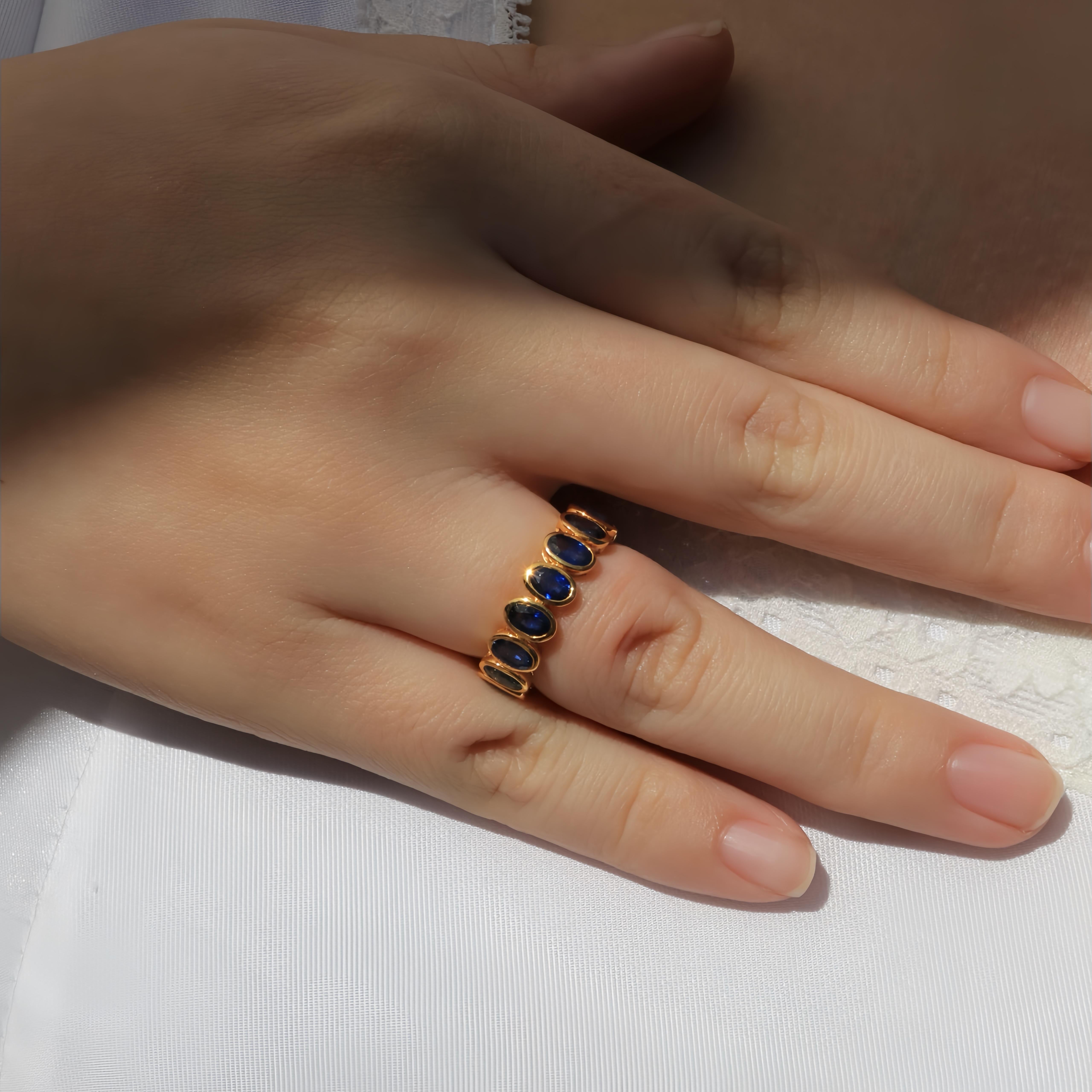 Nina Zhou Royal Blue Oval Sapphire Eternity Band For Sale 2