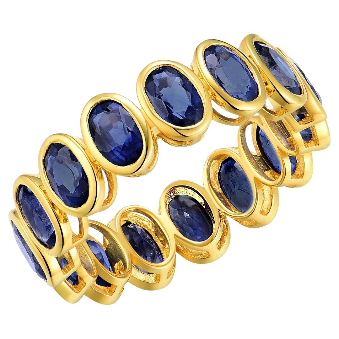 Nina Zhou Royal Blue Oval Sapphire Eternity Band