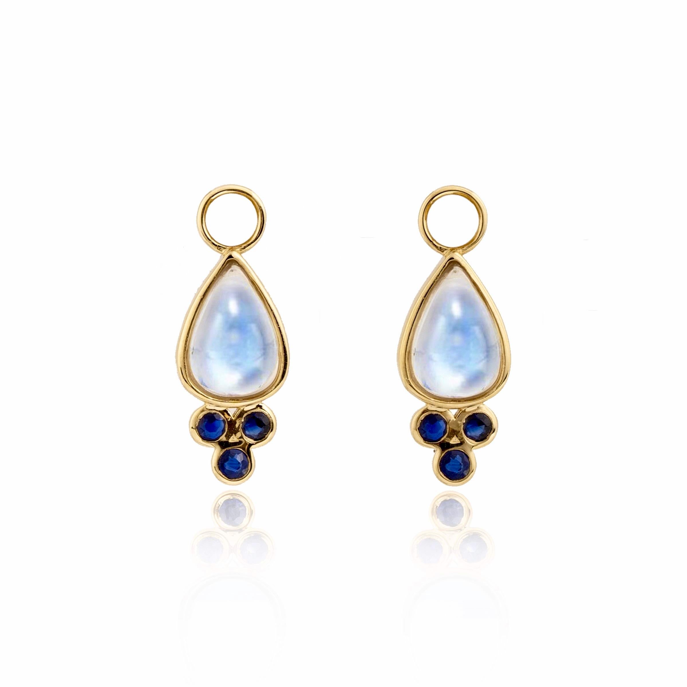 Pear Cut Nina Zhou Sapphire and Moonsone Double-sided Hoop Earrings with Drop Enhancers For Sale