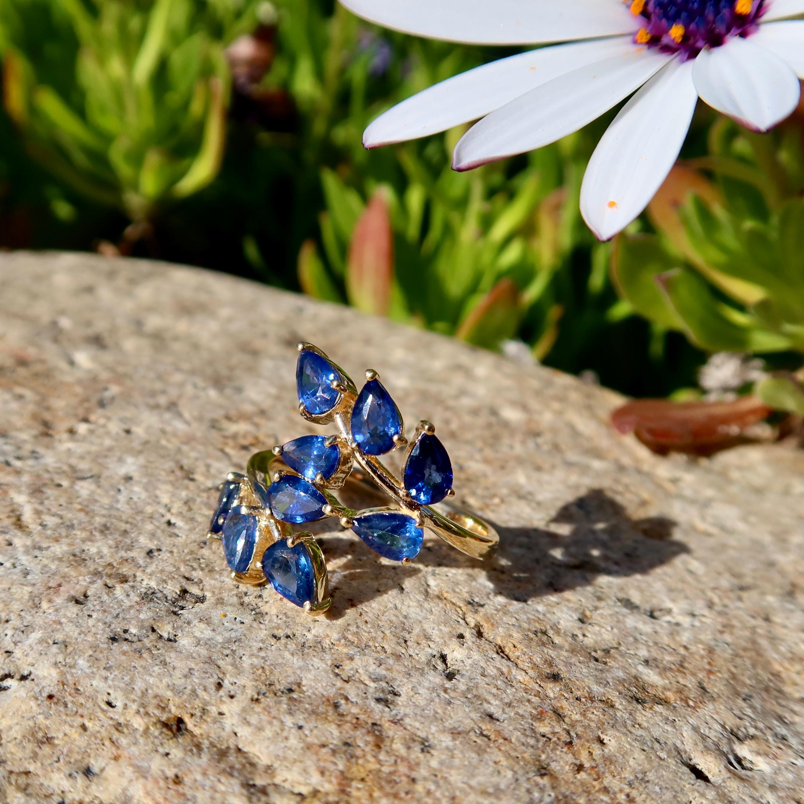 For Sale:  Nina Zhou Sapphire Branch Leaves Ring 3