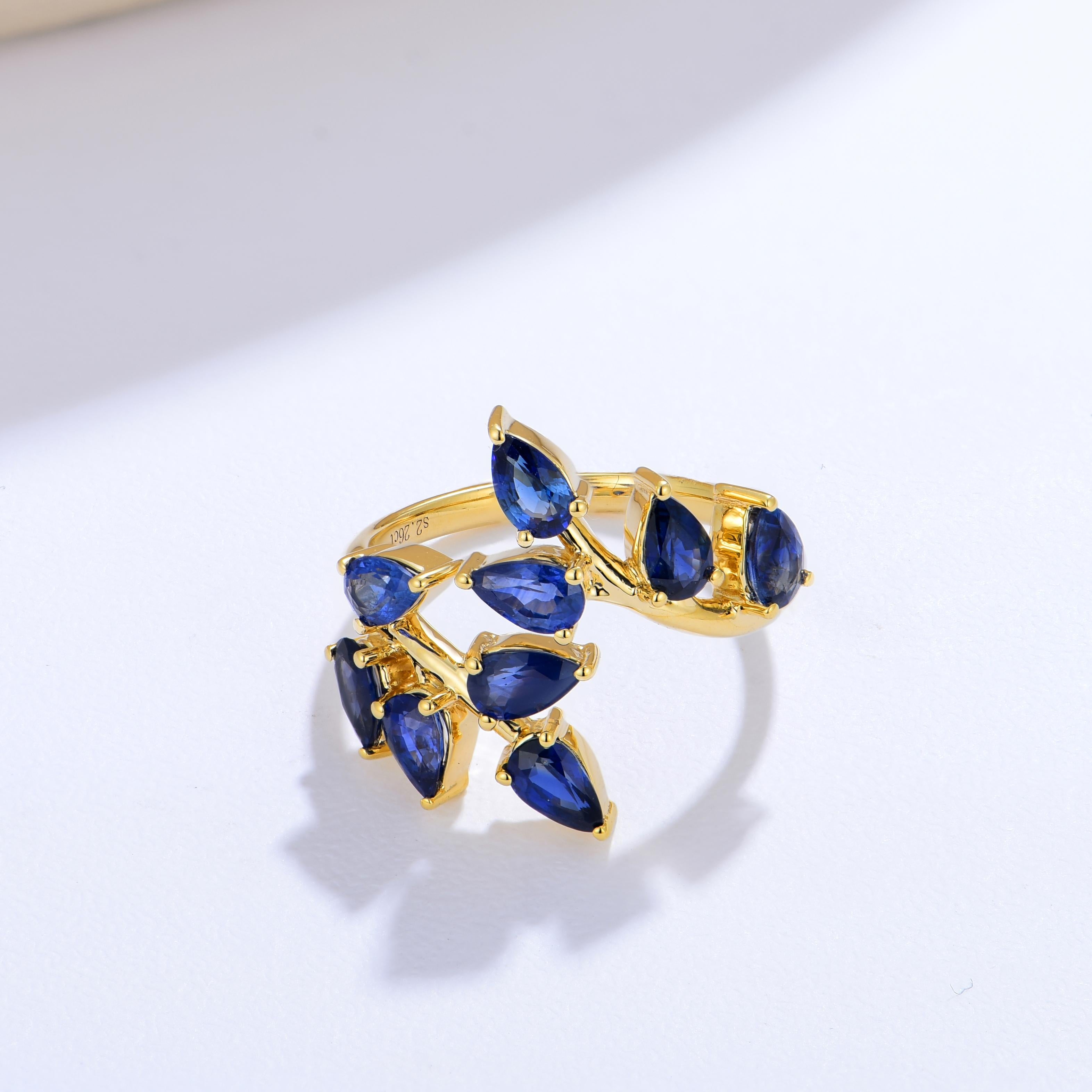 For Sale:  Nina Zhou Sapphire Branch Leaves Ring 7