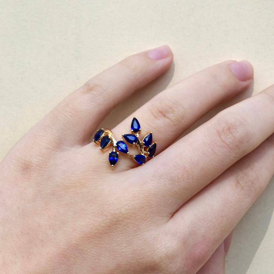 For Sale:  Nina Zhou Sapphire Branch Leaves Ring 10