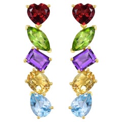 Nina Zhou Pendants d'oreilles Secret Garden Garnet, Péridot, Améthyste, Citrine et Topaze