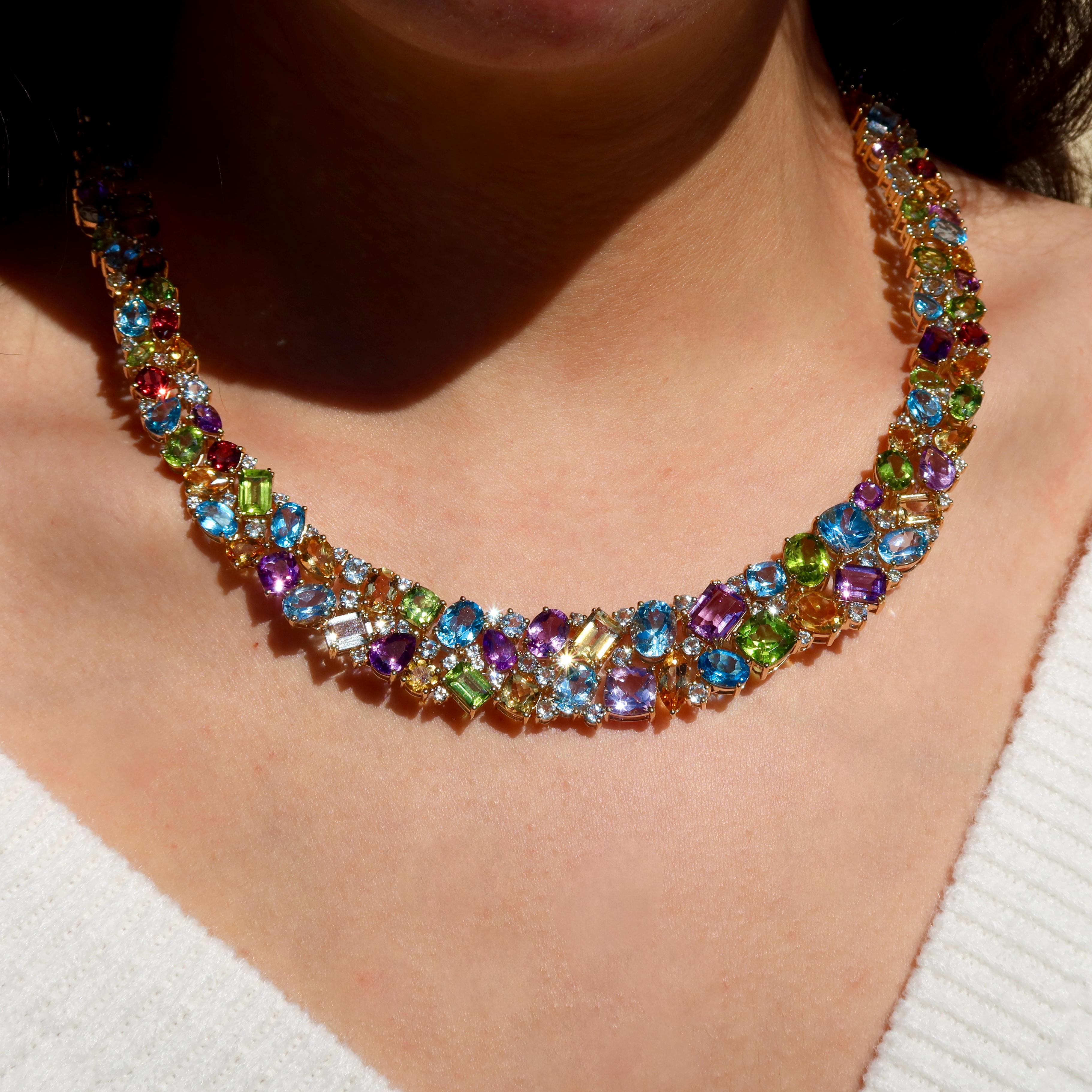 Nina Zhou Secret Garden - Collana con collare con più pietre in oro 18 carati In condizioni Nuovo in vendita a Rowland Heights, CA