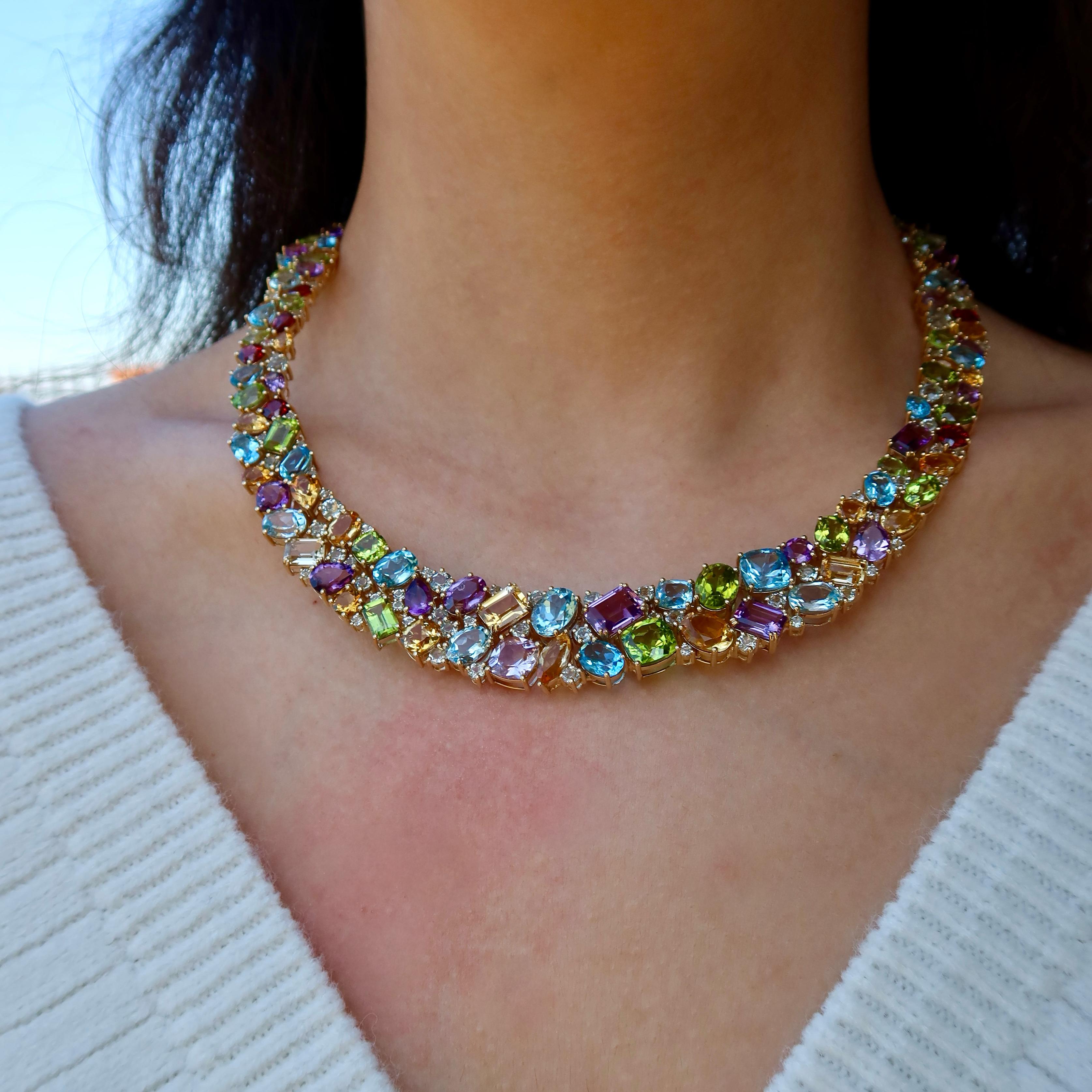 Nina Zhou Secret Garden - Collana con collare con più pietre in oro 18 carati in vendita 2