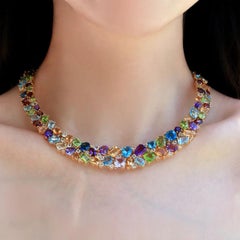 Nina Zhou Secret Garden Natural Gemstone Statement Collar Necklace