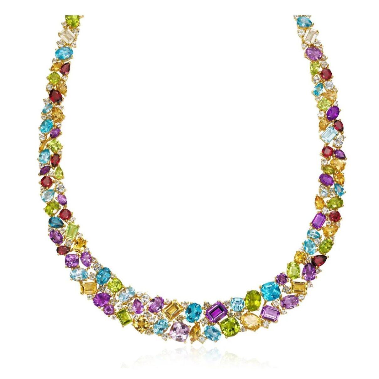 Modern Nina Zhou Secret Garden 95.00ctw Natural Gemstone Statement Collar Necklace For Sale
