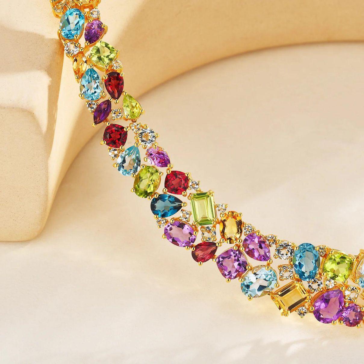 Nina Zhou Secret Garden 95.00ctw Natural Gemstone Statement Collar Necklace In New Condition For Sale In Rowland Heights, CA