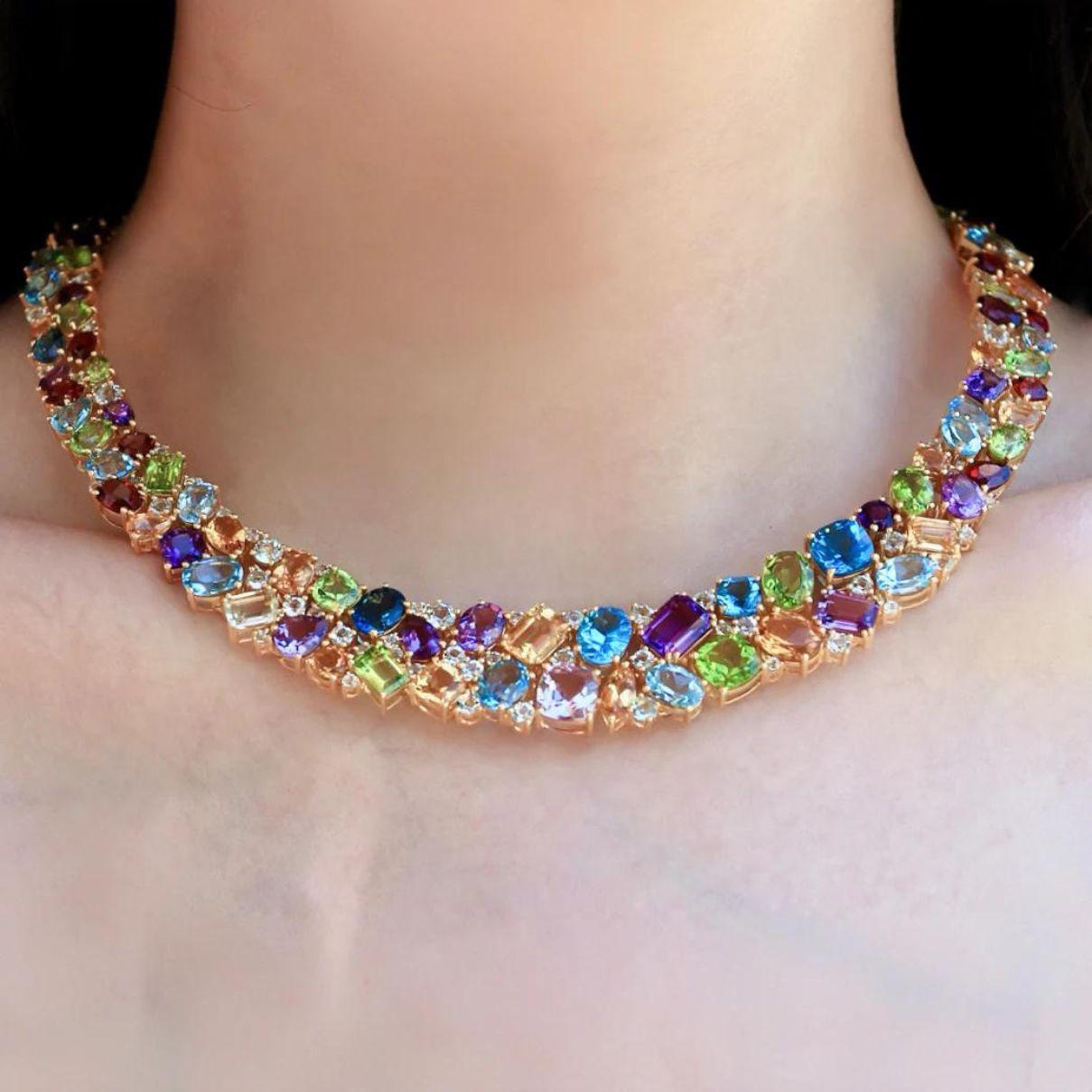 Women's Nina Zhou Secret Garden 95.00ctw Natural Gemstone Statement Collar Necklace For Sale