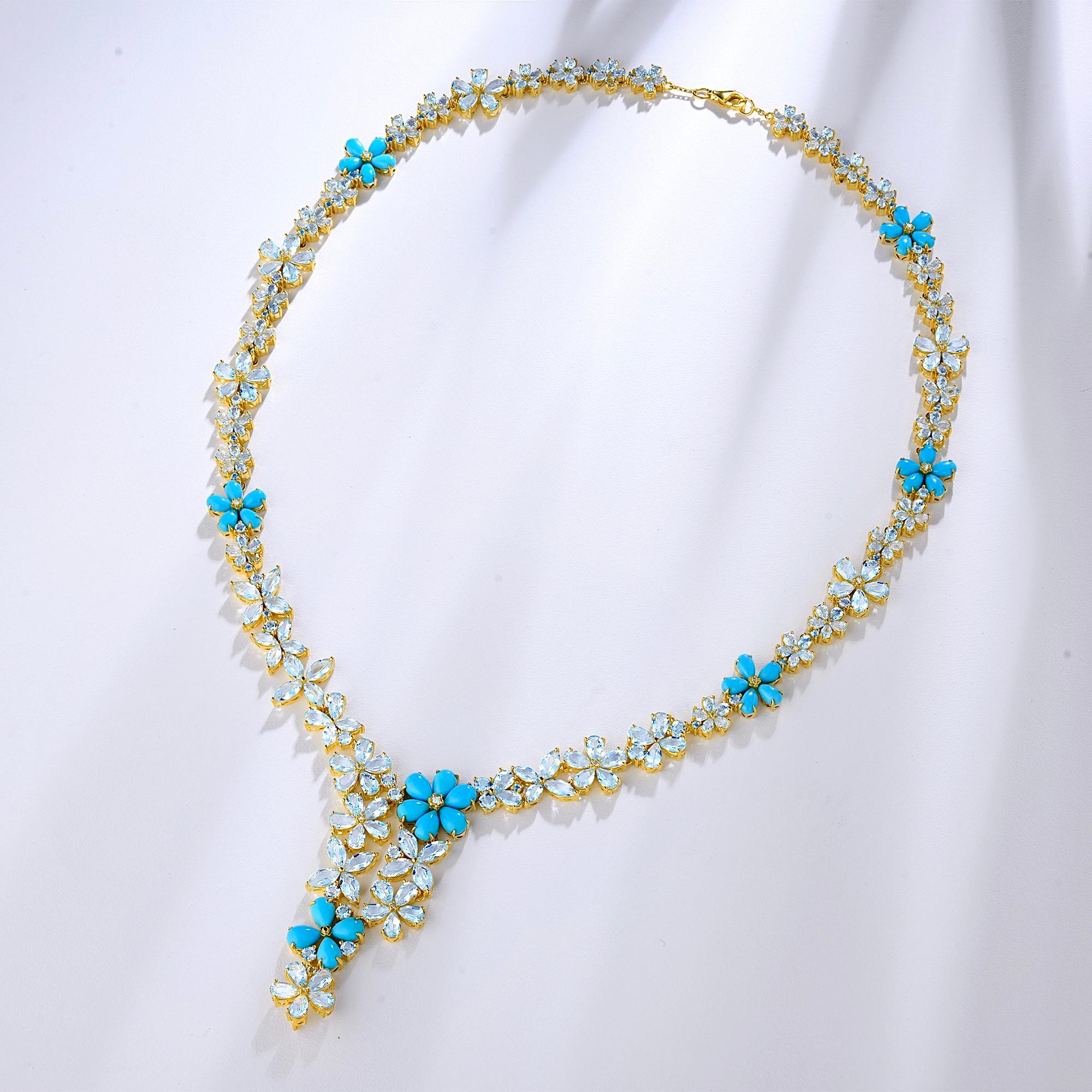 Women's Nina Zhou Serenity Aquamarine Turquoise Diamond Statement Necklace For Sale
