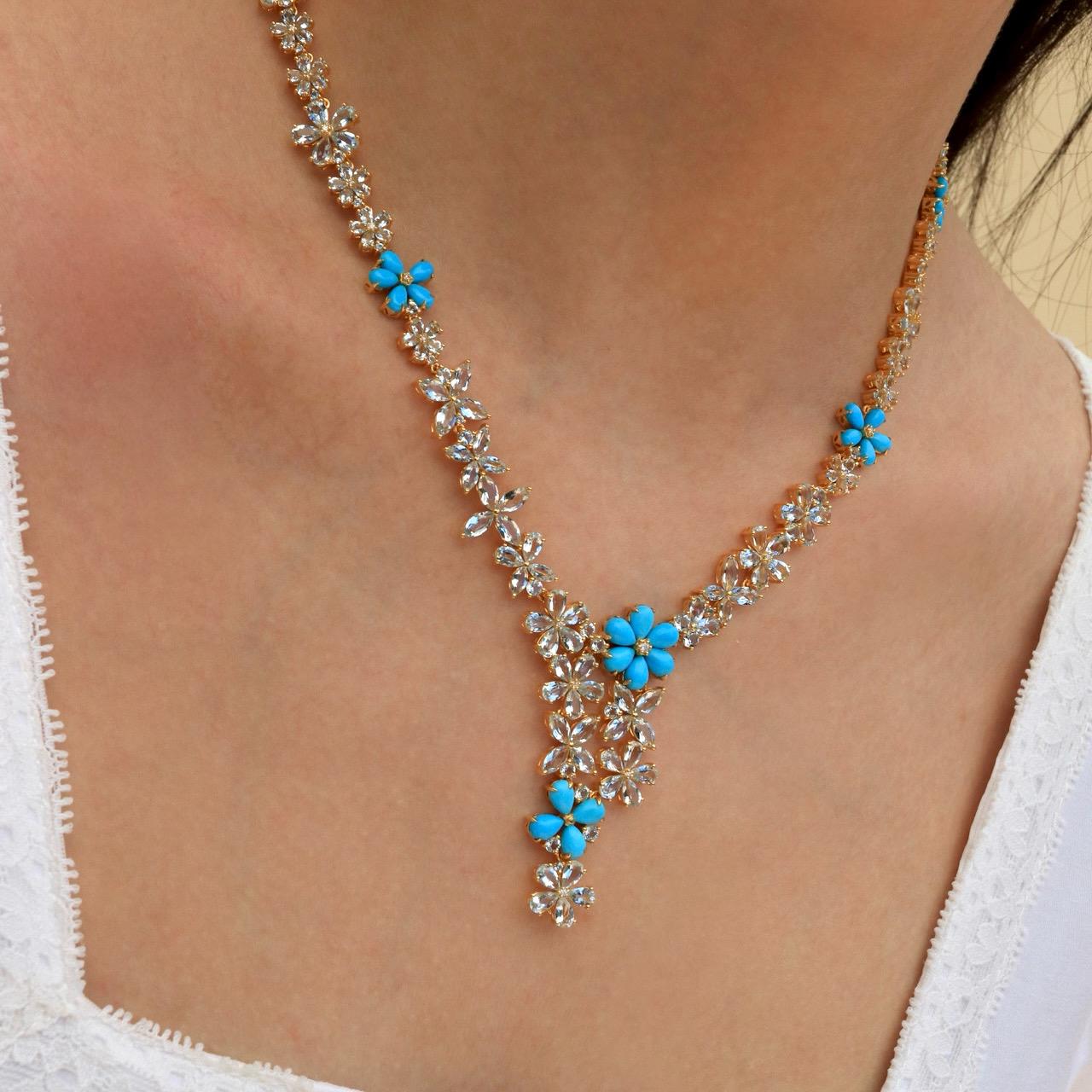 Nina Zhou Serenity Aquamarine Turquoise Diamond Statement Necklace For Sale 1