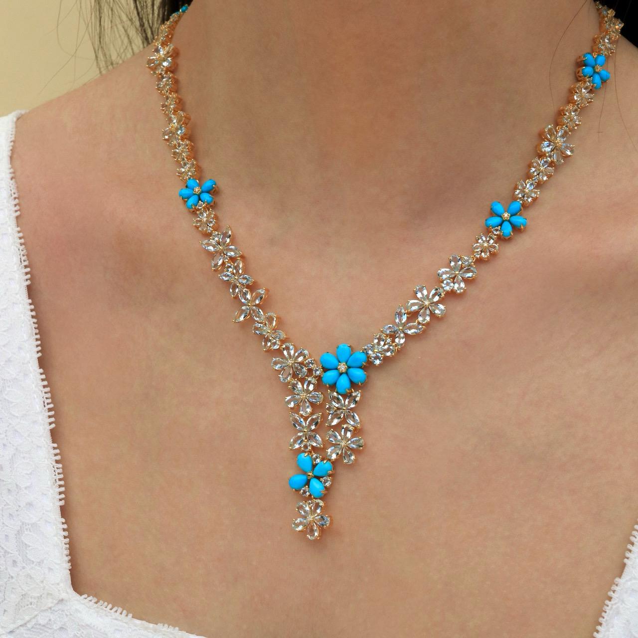 Nina Zhou Serenity Aquamarine Turquoise Diamond Statement Necklace For Sale 2