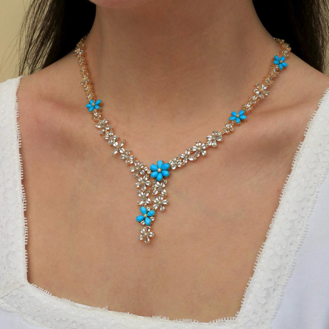 Nina Zhou Serenity Aquamarine Turquoise Diamond Statement Necklace For Sale 3