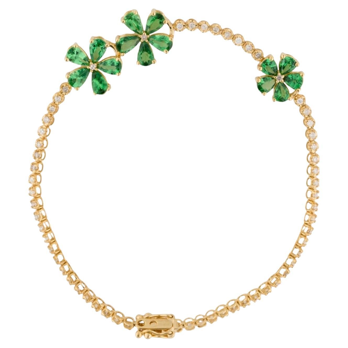 Nina Zhou Bracciale tennis con diamanti e fiori di ciliegio in oro 18K